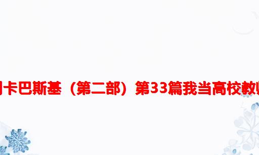 从苏宁电器到卡巴斯基（第二部）第33篇：我当高校教师的这几年 IX